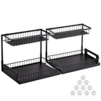 VEVOR Pull Out Cabinet Organizer, 2 Tier Under Sink Organizer and Storage(10.7"W x 14.2"D ), Slide Out Drawer Cabinet Organizer, Wire Basket Sliding Shelf for Kitchen Bathroom Cabinet, Black (2 Pack) - size: 10.7"W x 14.2"D (2 Pack)