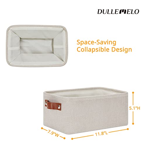 DULLEMELO Small Storage Basket for Shelves, Small Fabric Collapsible Rectangular Storage Bin for Shelves, Closets, Nursery, Home, Office, Empty Gift Basket (Beige) - color: Beige, size: Small-11.8"x7.9"x5.1"