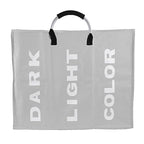 94L Foldable Laundry Basket with Handle Divided Laundry Hamper 3 Sections for Dirty Clothes 3 Compartment Collapsible Sorted Bag for School Dorm Bedroom Bathroom Closet Apartment (Light gray)