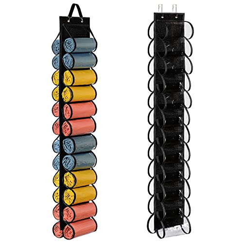 Lirex Hanging Yoga Legging Storage Organizer with 24 Pockets, Foldable Oxford Cloth Hanging Closet Organizer Shirts Jeans Storage Hanger Socks Holder for Family Closet Bedroom, Black - color: Black