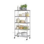 Seville Classics 5-Tier Wire Shelving with Wheels, 5-Tier, 30"" W x 14"" D (NEW MODEL), Chrome Plating, Plated Steel - color: Plated Steel, size: 5-Tier, 30" W x 14" D (NEW MODEL)