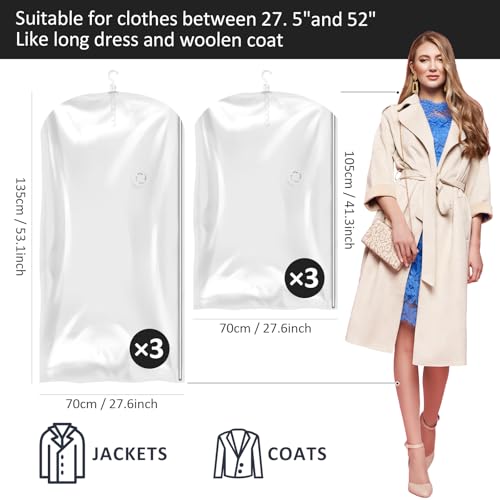 Hanging Vacuum Storage Bags, 6 Pack Large Hanging Space Saver Bags, Vacuum Sealed for Clothes Suits Dress Jackets for Moving Supplies(3 Long, 3 Short) - size: 6-Combo