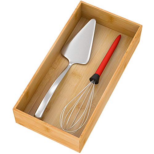 Bamboo Kitchen Drawer Organizer, Wooden Storage Box for Utensil Organizer Silverware Tray Cutlery Holder Flatware Containers - Multi-Use Deep Drawer Dividers Organizer for Bathroom, Jewelry, 12"6"2.5" - color: Bamboo, size: 12*6*2.5 inch