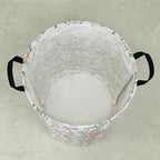 LANGYASHAN Laundry Basket Canvas Fabric Collapsible Organizer Basket for Storage Bin Toy Bins Gift Baskets Bedroom Clothes Children Nursery Hamper (Rose) - color: Round Champagne Rose