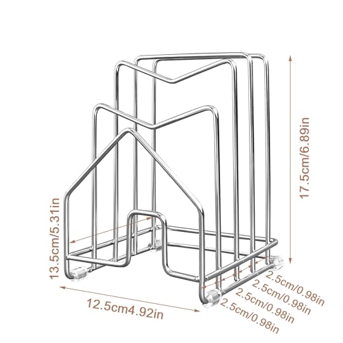 Pot Lid Organizer Cutting Board Holder Inside Cabinet 304 Stainless Steel Pots and Pan Organizer Under Cabinet Pot Cover Cookie Sheet Bakeware Serving Tray Cooling Rack Stand Kitchen Countertop - color: 1 Pack Silver