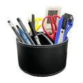 PU Leather Round TV Remote Control Holder for Table,360° Swivel Office Supply Desktop Organizer,4 Compartments Phone/Pen/Pencil Holder,Suitable for Stationery/Heater Controllers Etc (Black) - color: Black