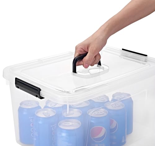 19 Quart Plastic Storage Bins with Lids, 6-Pack Stackable Clear Storage Organizing Box with Handle - color: Clear, size: 19 QT