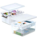 Citylife 17 QT Plastic Storage Box with Removable and 6 Detachable Inserts, Clear White - size: 2 Pack-17 QT-W