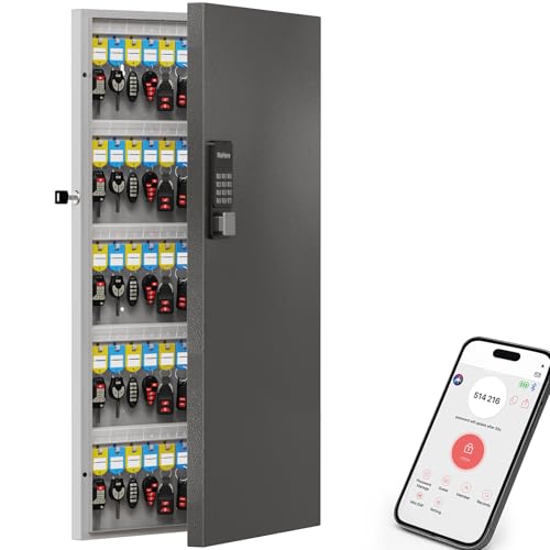WeHere 120-Key Smart Key Lock Box Wall Mount – Commercial Key Cabinet with App, Keypad, Bluetooth & WiFi Unlock (Sold Separately), Access Log Tracking, Key Management for School, Property, Office - size: 120 keys(smart)