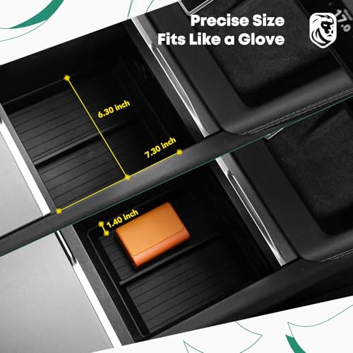 YHTAUTO Center Console Lower Tray Fit 2024 2025 2026 Tesla Model 3 Highland, Center Control Console Lower Bottom Storage Box with Non-Slip Armrest Interior Accessories 1PC - style: 1PC Center Console Lower Tray