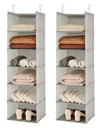 MAX Houser 6 Tier Shelf Hanging Closet Organizer, Closet Hanging Shelf with 2 Sturdy Hooks for Storage,2 Pack, Foldable (Light Grey) - color: Light Grey-2