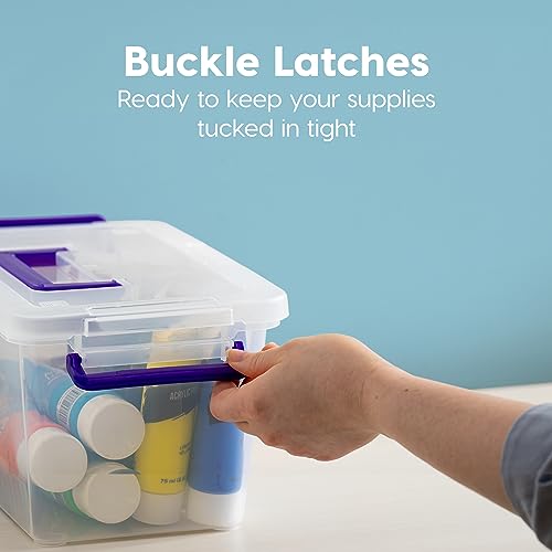 IRIS USA 5 Qt. Plastic Craft Storage Container Bins with Lids, 6 Pack, Small Art & Office Supply Organizer Tote, Sensory Bins & Boxes for Home & University, Stackable, Carry Handle, Clear - color: Clear, size: 5 Qt. - 6 Pack, style: STACK & CARRY