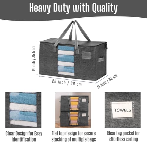 VENO 6 Pack Heavy Duty Moving Bags, Clothes and Comforter Storage Bags with Clear Window, College Dorm Essentials Packing Supplies, Foldable Boxes Alternative (Gray, 6 Pack) - color: Gray, size: 6 Pack
