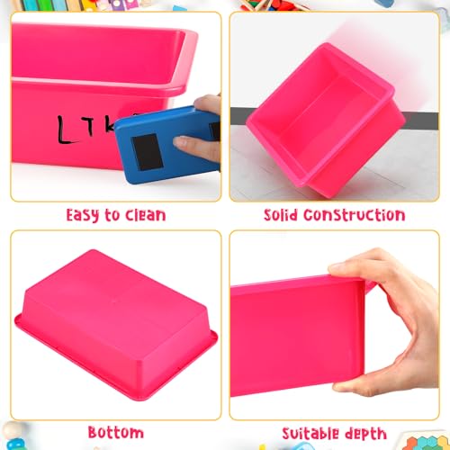Hoteam 10 Pcs Flat Storage Organizer Tray Bin Paper Tray for Classroom Plastic Stackable File Organizer for School Office Teacher Book Organization(Dark Pink,13.78 x 9.84 x 3.15 Inch) - color: Dark Pink, size: 13.78 x 9.84 x 3.15 Inch