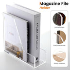 HeZone Acrylic Magazine Rack File Holder Desk Organizers and Storage 2-Pack Small Clear Acrylic Vertical Magazine Holder Book Stand for Office Desk - style: 2PC-B5