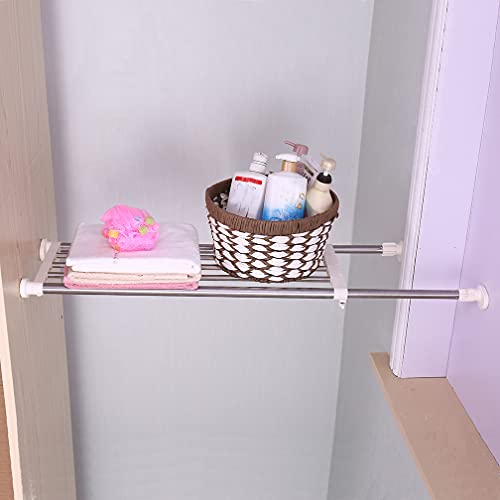Hershii Expandable Closet Tension Shelf Rod Adjustable Storage Rack Heavy Duty DIY Organizer Divider for Wardrobe Cupboard Kitchen Bathroom - size: 82-117.5cm/32.28-46.25inches