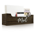 White Wooden Mail Organizer Countertop (Brown + White) - color: Brown + White