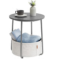VASAGLE LILEA Collection - Small Round Side End Table, Modern Nightstand with Fabric Basket, Cement Gray and Cream White ULET223G49 - color: Cement Gray + Cream White, size: Round + 1 pack
