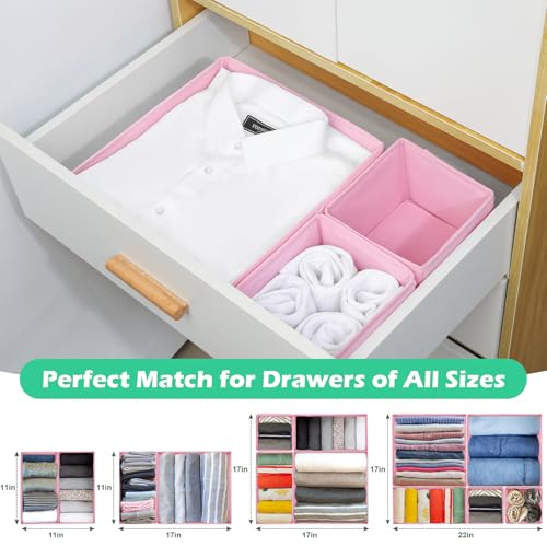 Drawer Clothing Organizer 16-Pack, Pink 3 Sizes Underwear Drawer Dividers, Fabric Folding Wardrobe Organizer for Baby Clothes, Bras, Underwear, Underpants, Belts, Socks, Ties, etc. - color: Pink