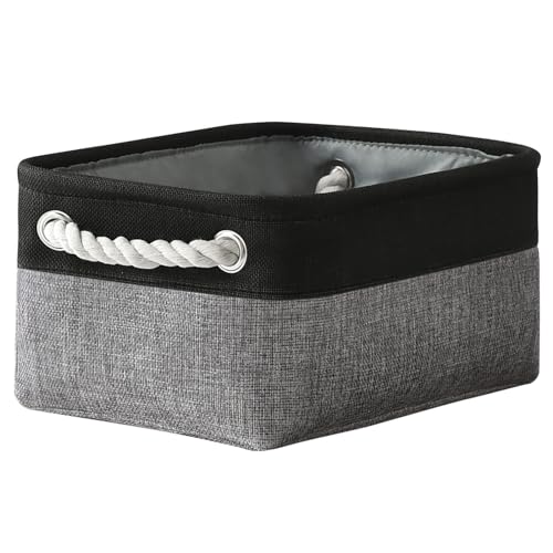 TheWarmHome Storage Basket for Organizing - 12x8x5.2 inch 1 Pack Fabric Storage Cubes, Baskets for Gifts Empty for Closet Organizer Dog Gift Cloth Toy (Grey & Black) - color: Black&Grey, size: Small -11.8Lx7.9Wx5.2H