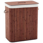 Bamboo Laundry Hamper Large 106L with Removable 4-Section Liner, Foldable Storage Basket with Lid and Handles for Bedroom, Laundry Room, Small Spaces – Brown- Rectangle - color: Brown - Rectangle