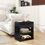 YMYNY Small Shoe Storage Bench with Cushion and Drawer, 2 Tier Adjustable Entryway Bench with Storage, Wooden Shoe Rack Bench for Entryway, Living Room, Hallway, Closet, Bedroom, Black, HSC002B - color: Black