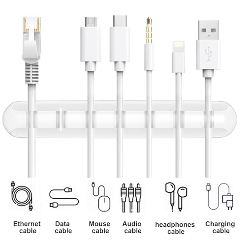 SOULWIT Cable Holder Clips, 3-Pack Cable Management Cord Organizer Clips Silicone Self Adhesive for Desktop USB Charging Cable Nightstand Power Cord Mouse Cable Wire PC Office Home - color: 357-Slot-Clear, size: 753-Slot