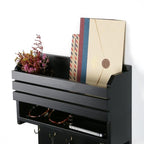 Key Holder, Wall Mounted Mail Organizer, Keys Holder on Wall with 9 Key Hooks, Black - color: Black