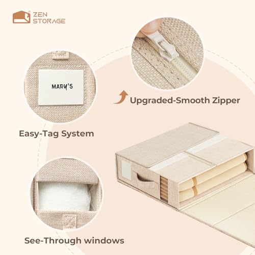 6Pack Sheet Organizers and Storage - King/Queen Size Sheet Storage Organizer with Window, Foldable & Dustproof Sheet Organizer for Linen Closet for Summer Blankets & Sheet Sets,Beige - color: Beige, size: 6 Pack