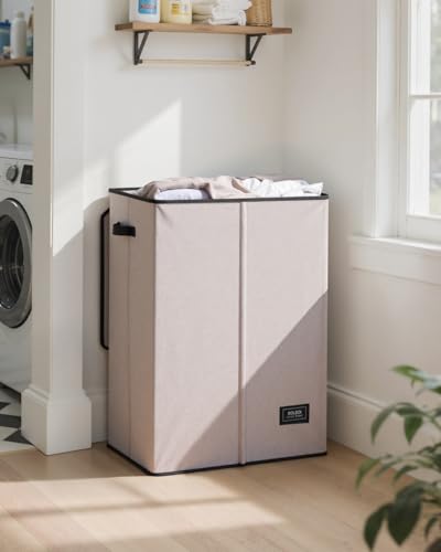 SOLEDI Laundry Hamper with Lid 130L Large & Tall Collapsible Laundry Basket, Clothes Hamper with Bag Removable Easy to Carry, Dirty Hampers for Bedroom, Bathroom, Dorm, College, Light taupe - color: Light taupe, size: 130L
