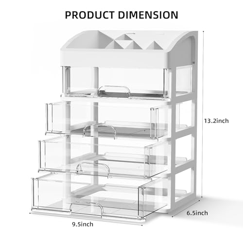 Desk Organizer with 4 Drawer Storage, Desktop Drawers Organizer for Office/School Supplies, Plastic Stationary Makeup Organizer, Desk Storage Box Organizer for Office, School, Bathroom - color: 5 Layers with 4 Drawers