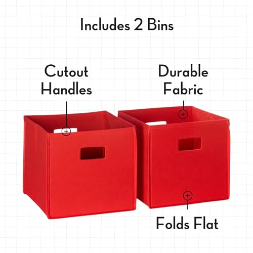 RiverRidge Folding Storage Bins with Handles Red Cube Storage Organizer for Closet, Bedroom & Playroom - Closet Organizers and Storage Set of 2 - color: 2 Red Bins