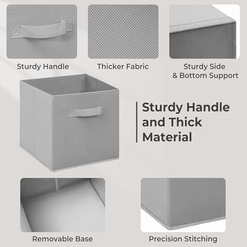 11 Inch Fabric Storage Bins, Storage Cubes, Collapsible Cube Storage Box, Fabric Closet Organizers with Handle for Home, Office, Shelf, Closets, Bedroom, Living Room, Grey, 36 Pack - size: 36 PACK