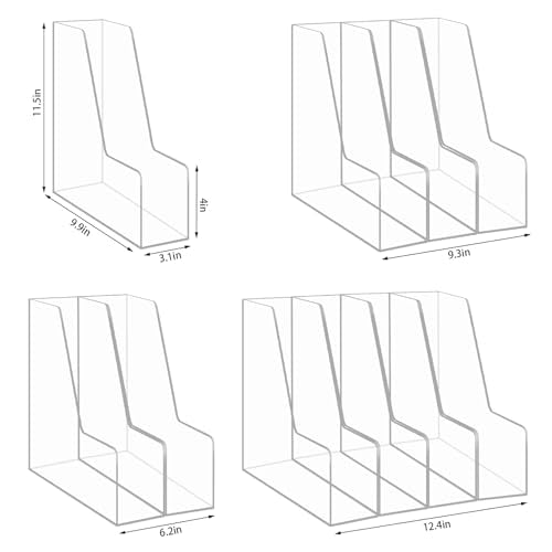 Clear Acrylic Magazine Rack, Vertical File Holder, Desk Organizer Storage Stand for Office, 2 Pack - color: Clear2