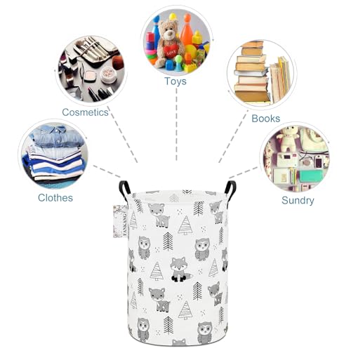 FANKANG Storage Basket, Nursery Hamper Canvas Laundry Basket Foldable with Waterproof PE Coating Large Storage Baskets for Kids Boys and Girls, Office, Bedroom, Clothes,Toys(Animal) - color: Animal