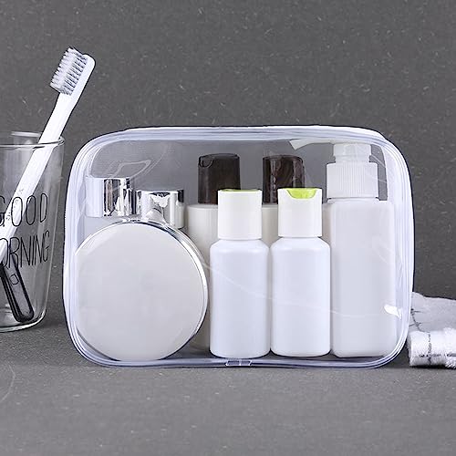 Tergy 20 Packs Clear Cosmetics Bags for Women Men Waterproof Toiletry Bags PVC Makeup Bags Organizer Case with Zipper for Travel Bathroom (White) - color: 20 White Colors