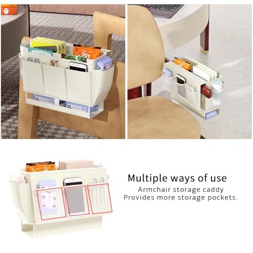 Bedside Caddy Bedside Organizer,Bed Caddy with 11 Pockets and Power Strip Holder,Versatile Bedside Storage Caddy for Home,Dorm,Bunk,Hospital,Crib Bed (White) - color: White