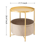 danpinera Round Side Table with Fabric Storage Basket, Metal Side Table Small Bedside Nightstand with Removable Tray Top for Living Room, Bedroom, Nursery, Laundry, Pale Yellow - color: Pale Yellow