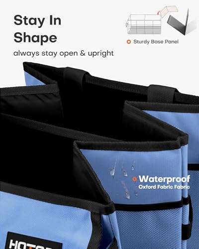 HOTOR Trunk Organizer for Car - Car Organizer, Foldable Trunk organizer for SUVs & Sedans, Sturdy Organization for Car Accessories, Tools, Sundries, Blue, 2 Compartments, 21.3"×12.6"×10.6" | Foldable, Sturdy Organization, for Car Accessories, Tools, Sundr