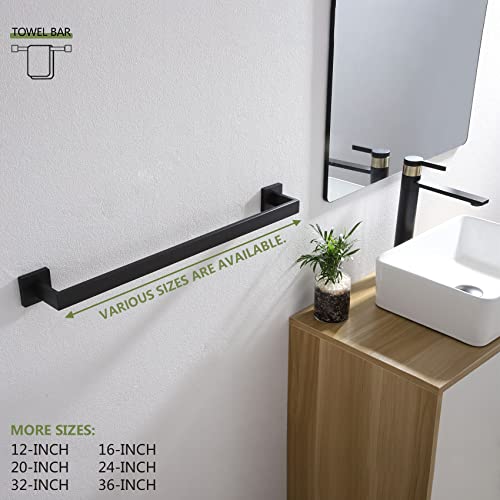 KOKOSIRI 24-Inch Single Towel Bar, Bathroom Kitchen Towel Holder, Wall Mounted SUS304 Stainless Steel Towel Rack, Matte Black, B4003BK-L24 - color: Matte Black, size: 24-Inch