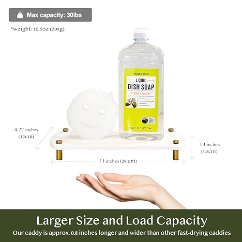2PCS Water Absorbing Stone Soap Tray for Kitchen Bathroom Sink, Quick Dry Diatomaceous Earth Drying Rack and Shower Caddy, Soap Dispenser and Sponge Holder Organizer for Countertop, TWINKLE MOMENT; Pure White - color: Pure White