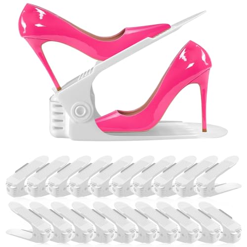 Shoe Slots Organizer 36 Pack - Shoe Organizer Space Saver 50%,Adjustable Thickening Shoe Stackers for a pair of Shoes,Shoe Storage Shoe Rack Holder for closet organization,organizador de zapatos,White - color: White, size: 36pack
