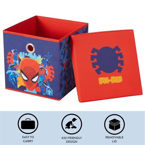 Idea Nuova Marvel Spiderman Collapsible Fabric Storage Cube,10” Organizer Bin with Lid for Bedroom, Playroom, and Closet - color: Spiderman