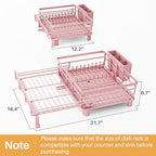 SNTD Dish Drying Rack - Extendable Dish Rack, Large Sink Drying Dish Drainer for Kitchen Counter, Stainless Steel Dish Strainer with Utensil Holder (Pink) - color: Pink