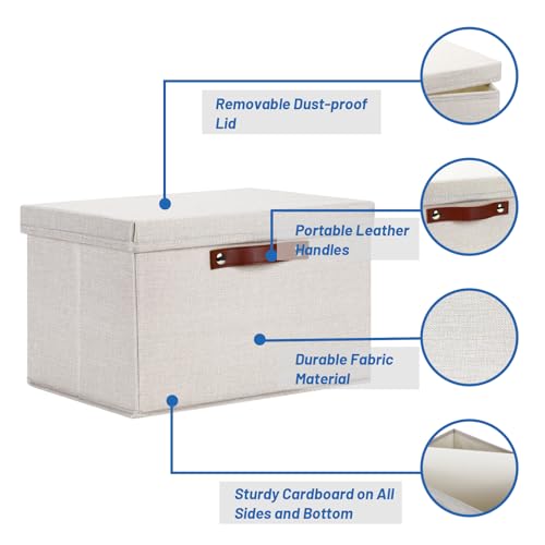 Temary Storage Bins with Lids 2-Pack Large Foldable Storage Baskets with Lid, Fabric Storage Bin for Organizing Home (Beige, 15x11x9.5inch) - color: Beige, size: 15×11×9.5