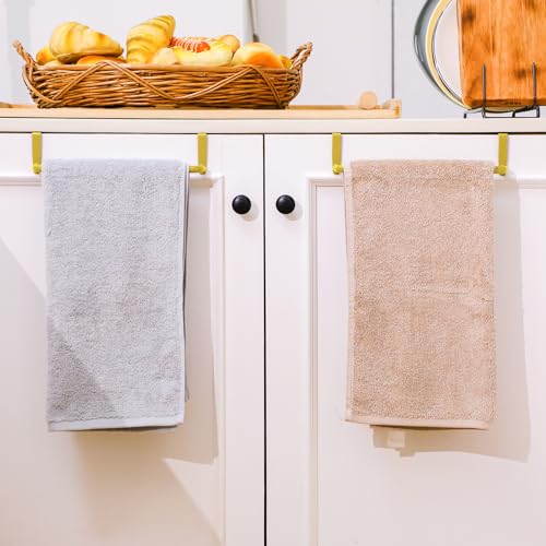 2 Pieces Metal Towel Bar Kitchen Cabinet Steel Towel Rack Bar for Hanging on Inside or Outside of Doors, Home Kitchen Bathroom(Gold) - color: Gold