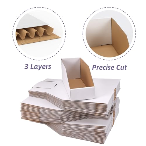 EXYGLO Cardboard Storage Bins 50 Pack, 12x4x4.5 Inch Cardboard Boxes, Corrugated Organizer Bins for Pantry, Shelves, Garage, Office, Shop, White - color: 50 Pack White, size: 12x4x4.5 inches