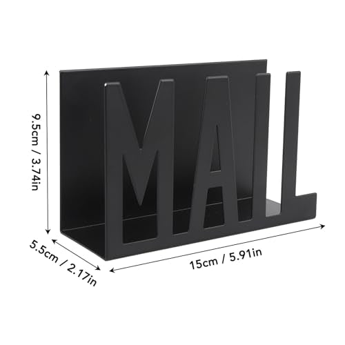 Mail Organizer, Stylish Mail Holder, Iron Letter Holder for Desk with Open Design, Functional Envelope Organizer for Bills, Letters, Papers, 5.91 x 2.17 x 3.74in, Black