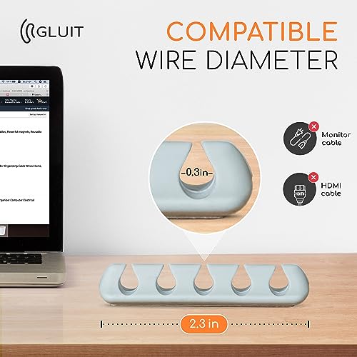 GLUIT Cord Organizer for Desk, Cable Holder for Nightstand, Charger Organizer, Adhesive Desktop Wire Clips, Multislot Cable Management, Table Organizer Accessories - 5 Pack, 15 Slots, Grey - color: Grey