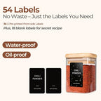 ComSaf Spice Jars with Label 4oz 16 Pack, Glass Spice Jars with Bamboo Lid, Mini Seasoning Containers with 54 Black Labels, Stackable for Kitchen, Pantry Organization, Loose Tea, Herbs, Powders, Salt - size: 4oz*16